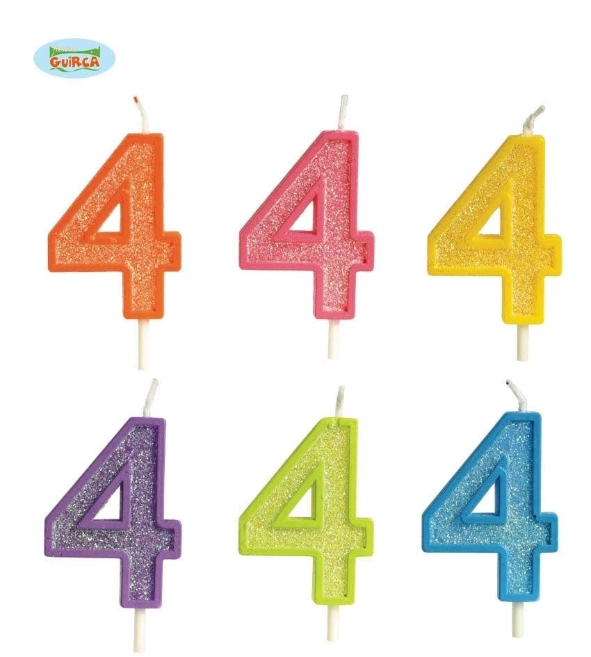 GLITTER CANDLE NO. 4, 4 CM 6 ASSORTED CO