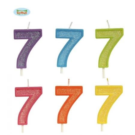 GLITTER CANDLE NO. 7, 4 CM 6 ASSORTED CO
