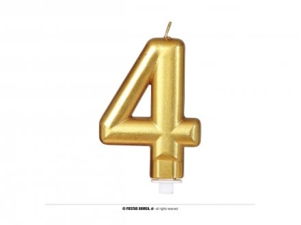 GOLD METALLIC CANDLE Nº 4, 8 CMS.