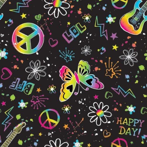 Gift Wrap Neon Birthday (30Inch X 5')	 80's Eighties