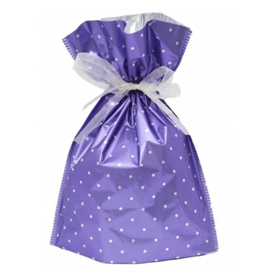 Gift Bag - Polka Dot, Medium, Metallic Purple