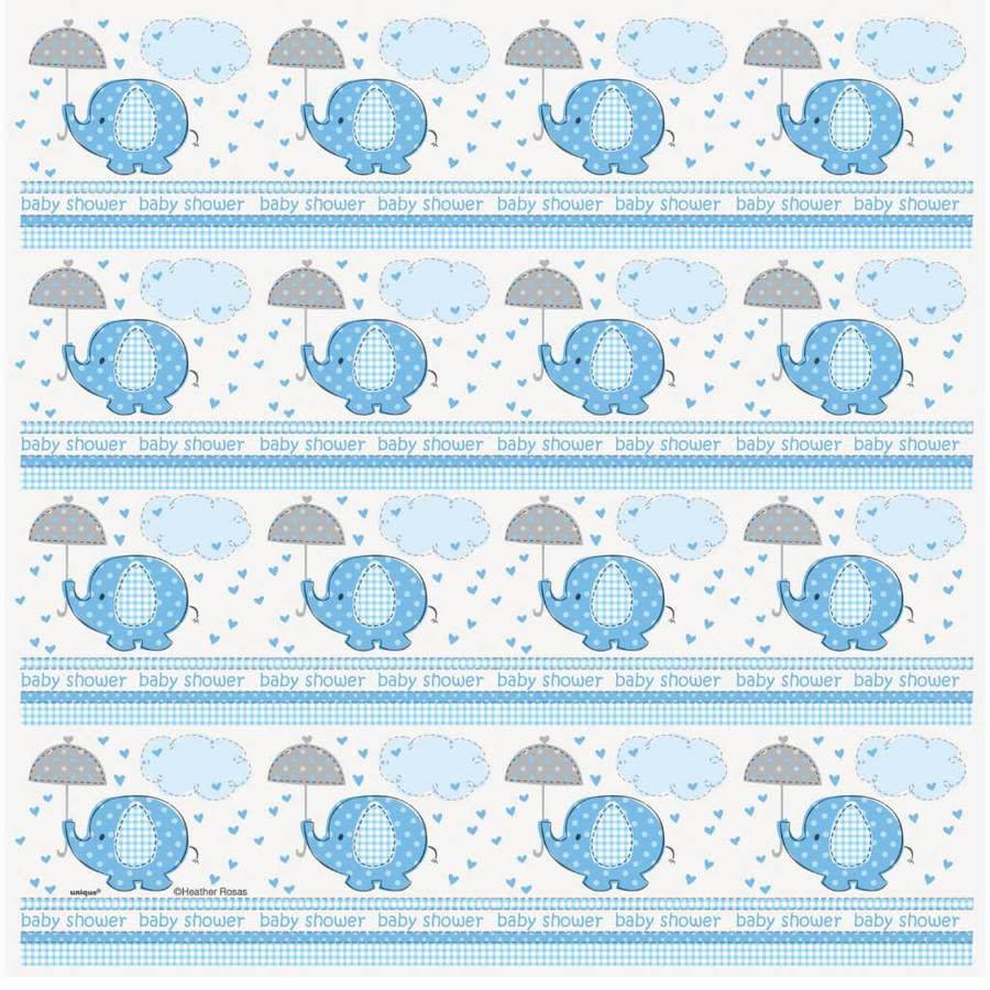 Gift Wrap 30" X 5 Ft - Umbrellaphants Blue Baby Boy