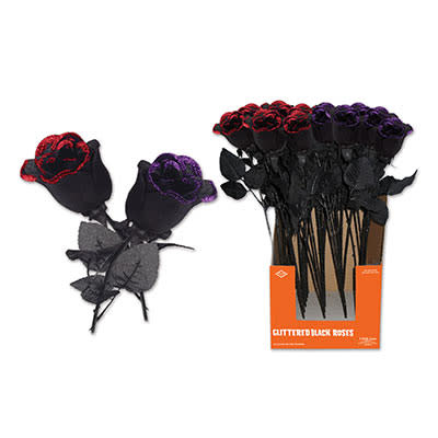 Glittered Black Roses