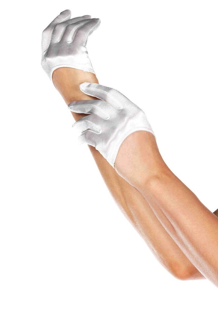 Gloves - Mini Cropped White Satin