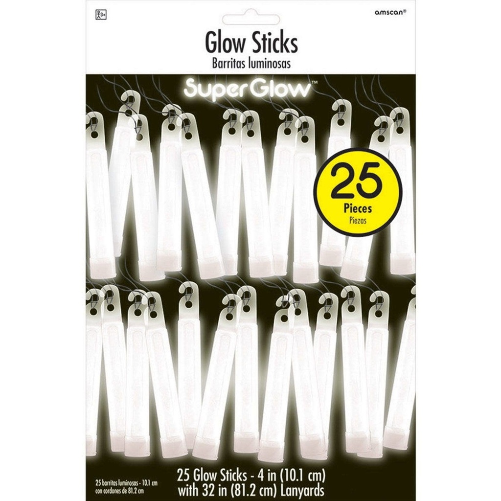  Stick Mega Pack 4 Inch 25/pk-White Glow Party Accessories