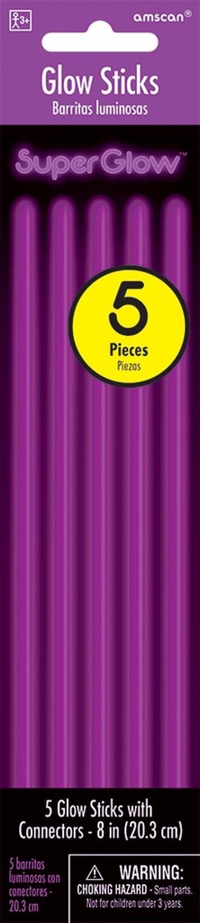  Sticks-8 Inch 5/pk-Purple Glow Party Accessories