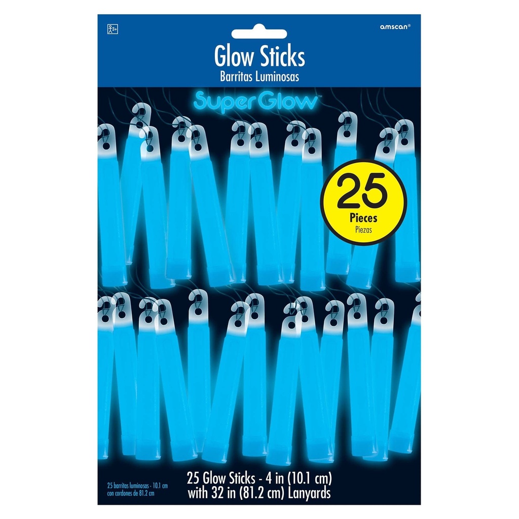  Sticks-Mega Pack 4 Inch 25/pk-Blue Glow Party Accessories