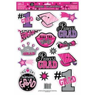 Grad - Princess Vinyl Grad Window Decor Graduation