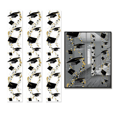 Grad Caps Party Panels 12x6 Inch