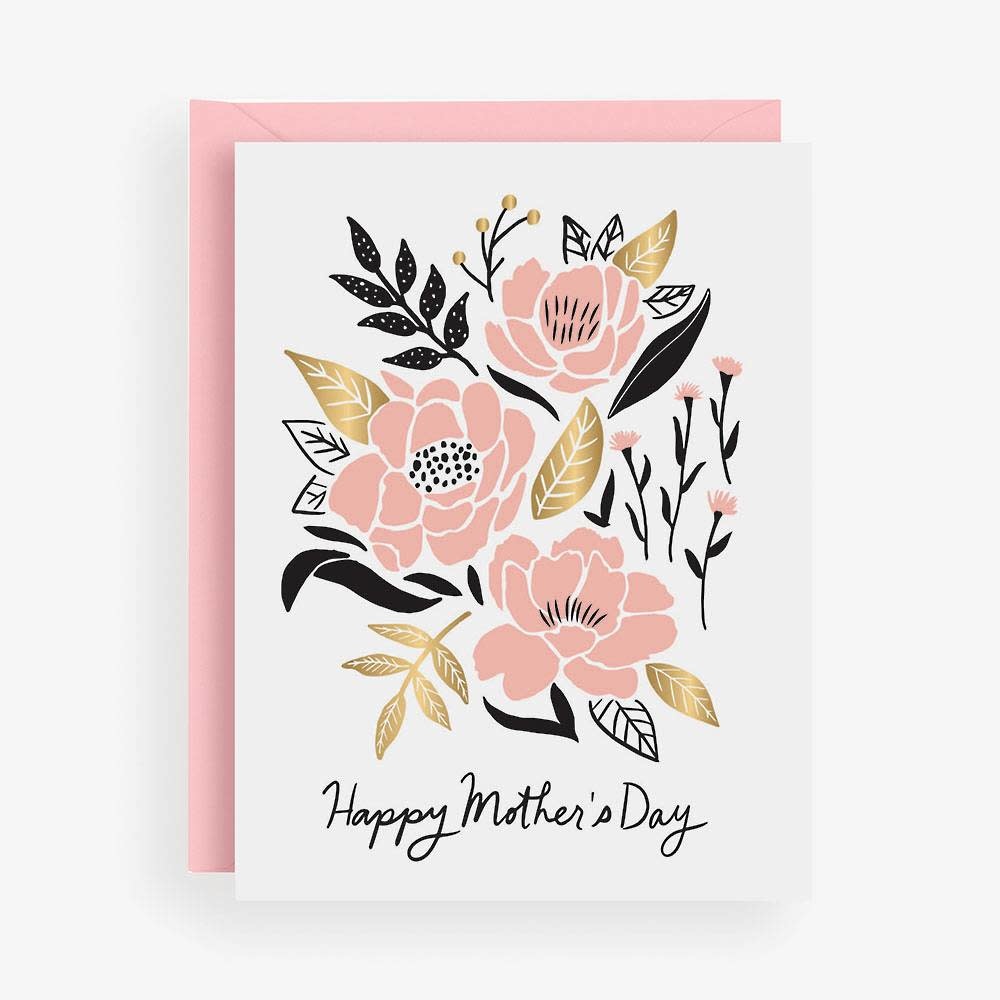 Graphic Pink Flowers A2 Single Card Mother