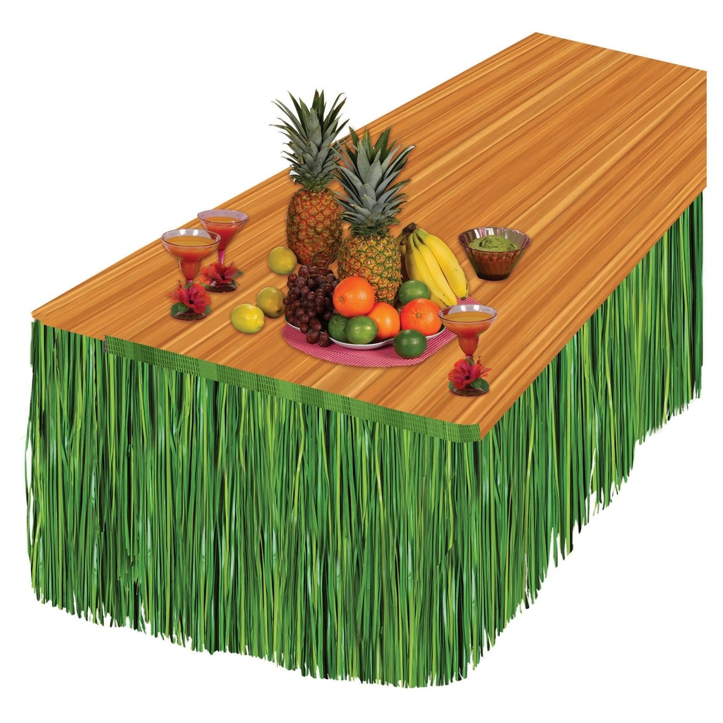 Green Colored Grass Paper Table Skirt