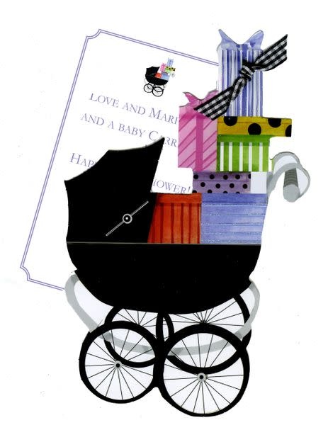 Greeting Card - Baby Buggy Glittered Baby Girl
