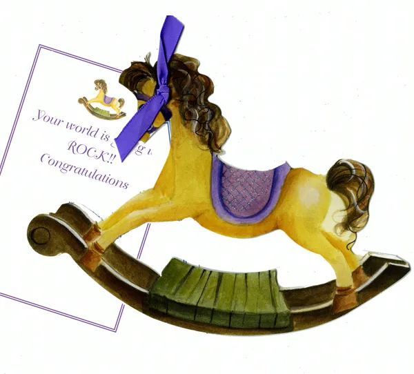 Greeting Card - Rocking Horse Glittered