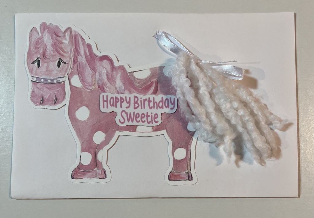 Greeting Card Happy Birthday Sweetie-Pink Pony