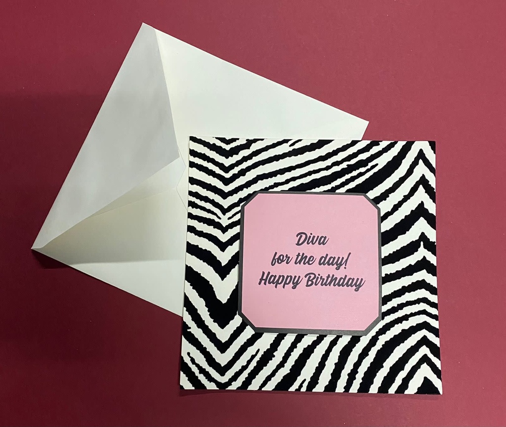 Greeting Card Happy Birthday-Zebra & Pink