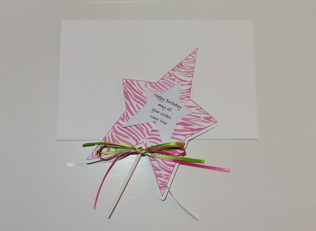 Greeting Card Happy Birthday-Zebra Star Wand