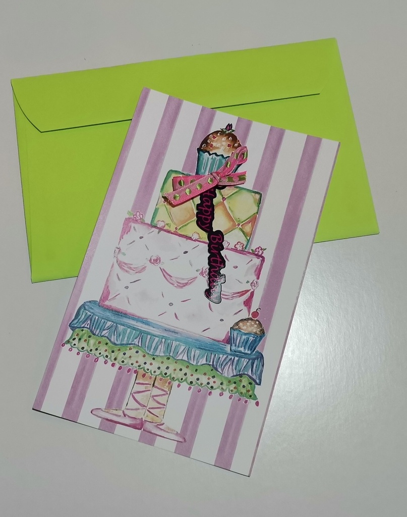 Greeting Card-Birthday Ballerina Cake