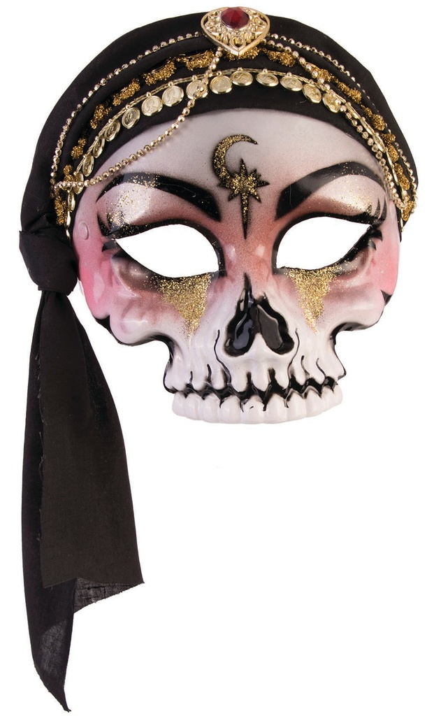 HALF MASK SKULL W/BLACK SCARF
