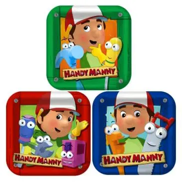 Handy Manny-7 Inch Square Dessert Plates 8/pk