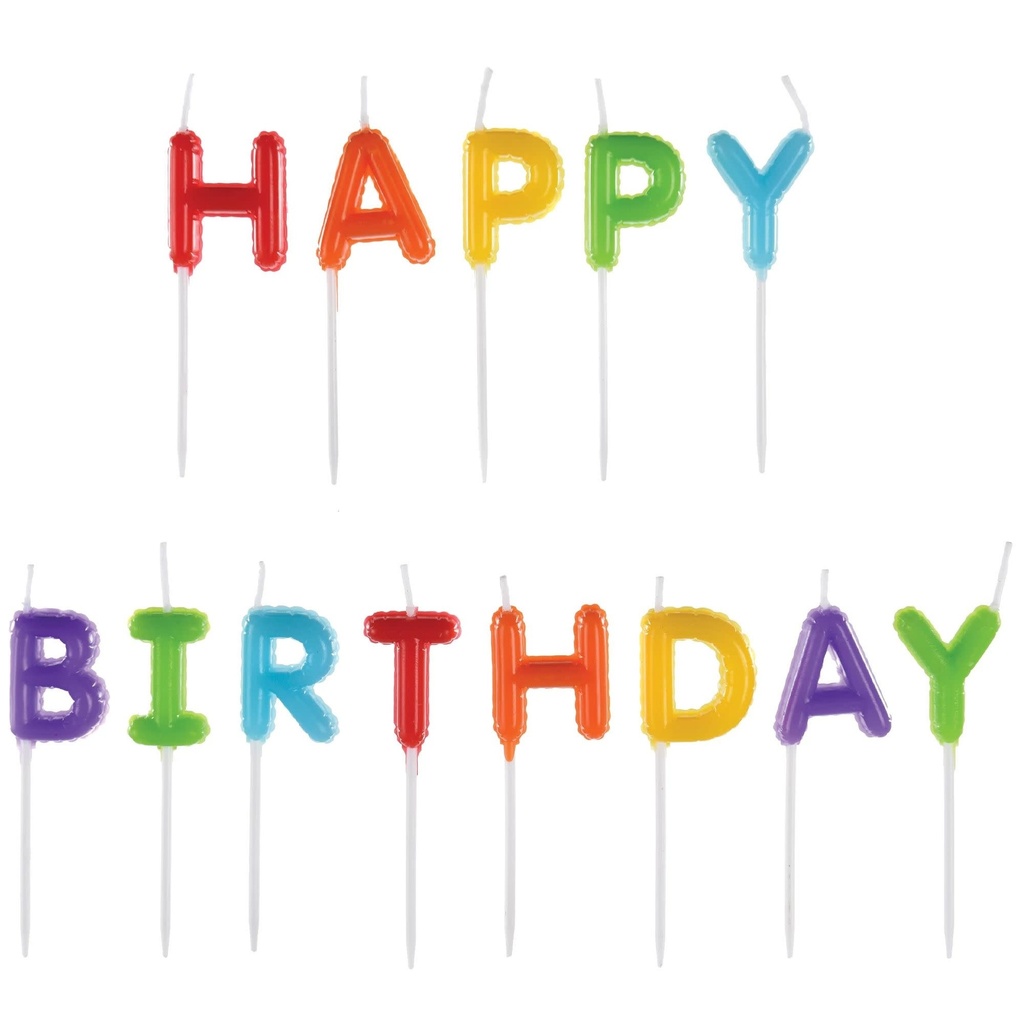 Happy Birthday Balloon Pick Candles- Primary