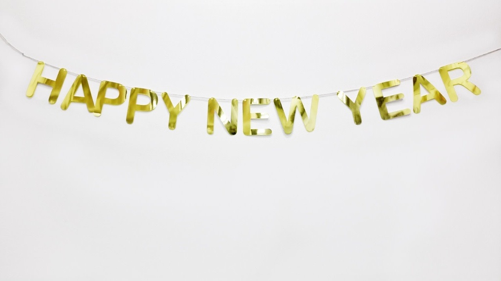 Happy New Year Letter Banner-Gold
