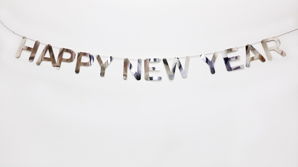 Happy New Year Letter Banner-Silver