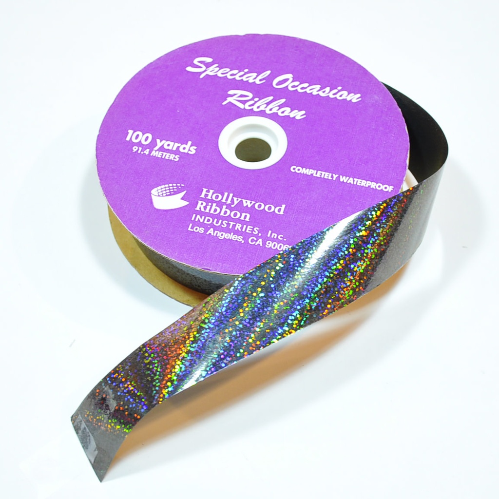Holographic Ribbon Black 1 1/4