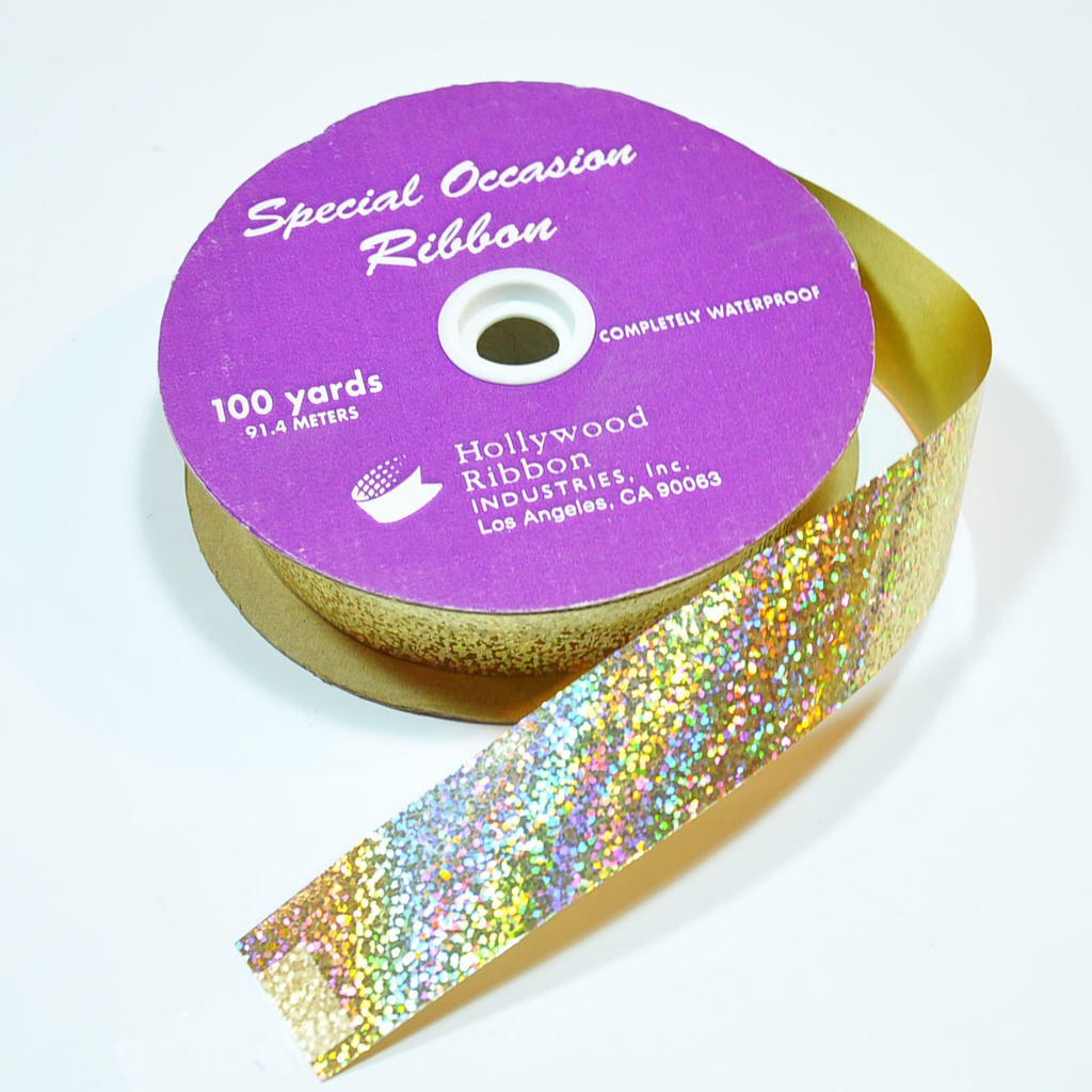 Holographic Ribbon Gold 1 1/4