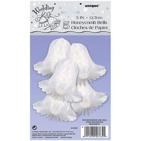 Honeycomb White Wedding Bells 5/pk