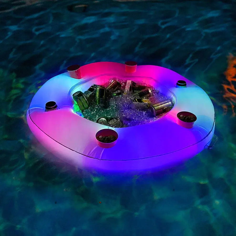 Illuminated LED Floating Bar with ice chest & 6 drink holders