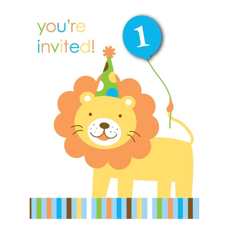Invitation Cards - Sweet Lion/Boy 1st Birthday