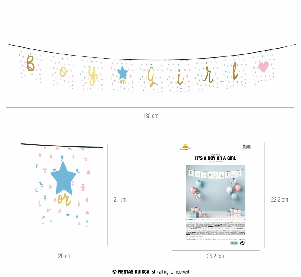 It'S A Boy Or A Girl Pennant 220 Cms