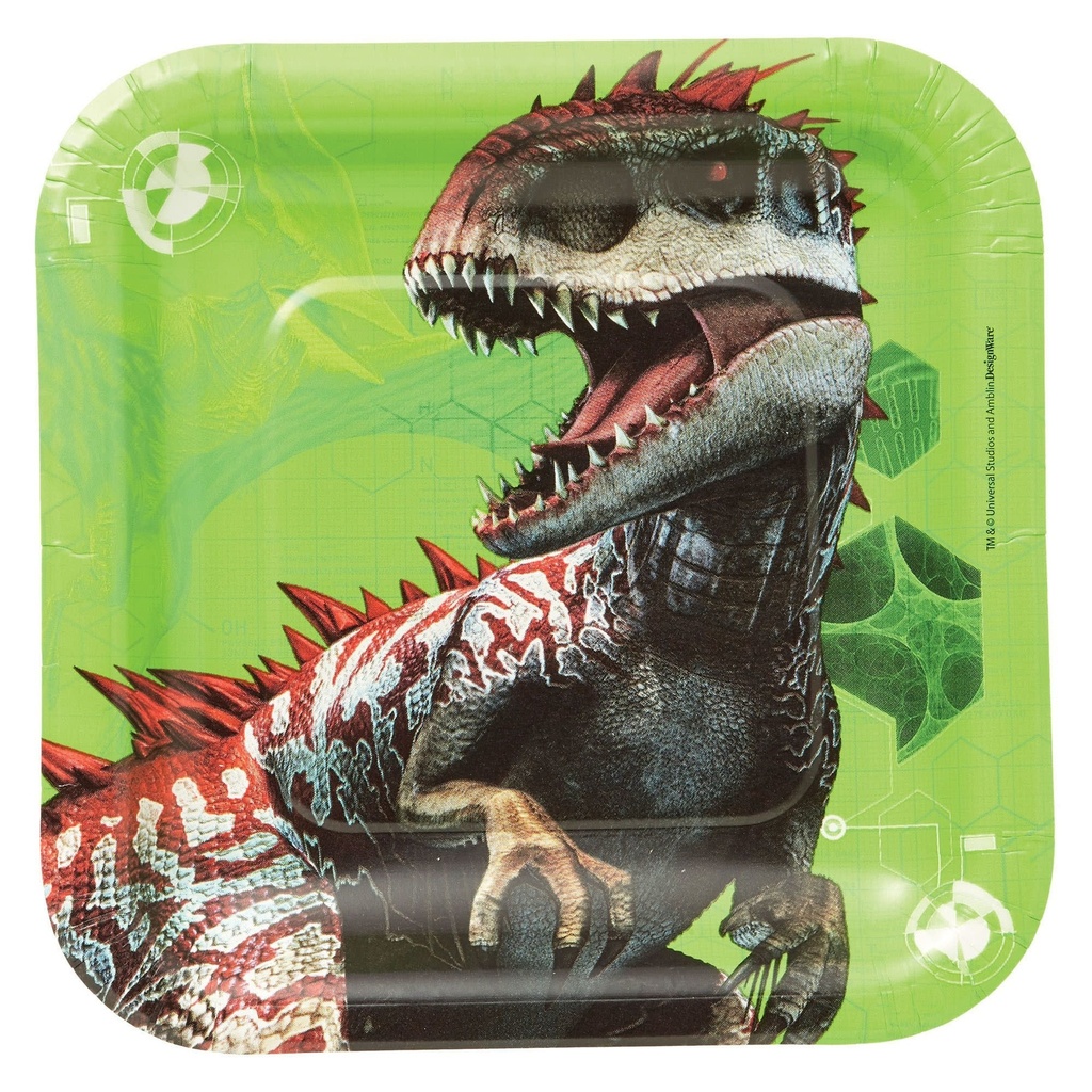Jurassic World Square Plates, 7 Inch