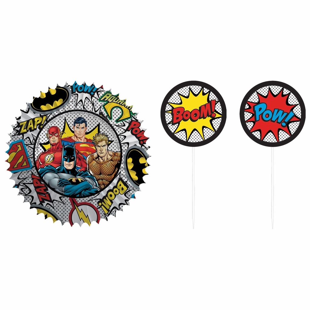 Justice League Heroes Unite  Cupcake Cases & Picks Combo Pack