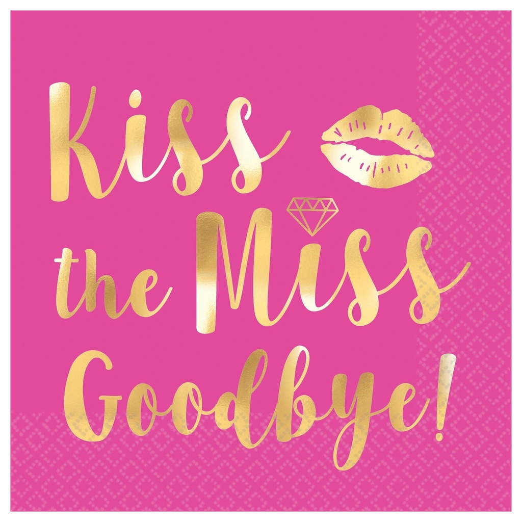 Kiss The Miss Goodbye Beverage Napkins, Hot-Stamped
