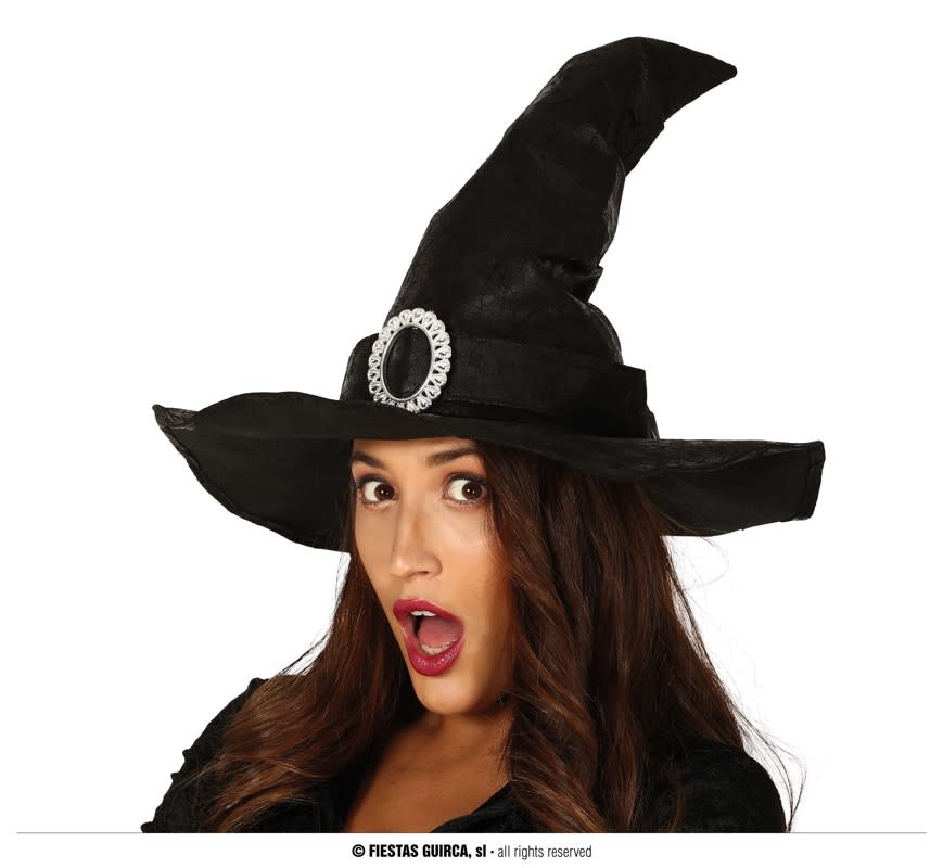 LEATHER LIKE BLACK WITCH HAT