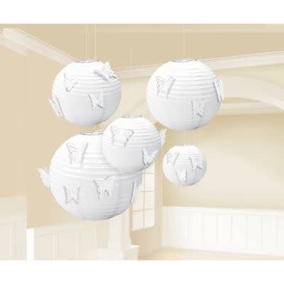 Lanterns Round - White W/Butterfly Attached