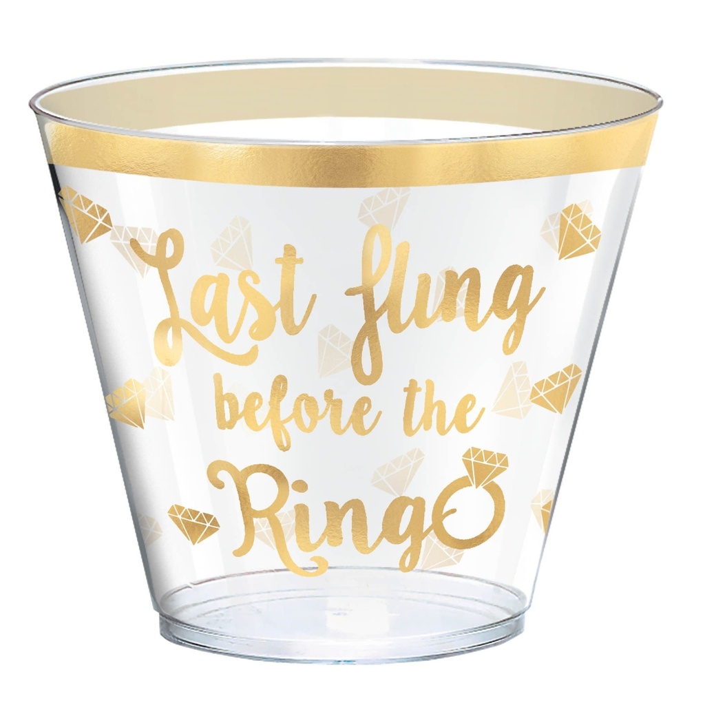 Last Fling Before The Ring Hot-Stamped Plastic Tumblers, 9 oz.