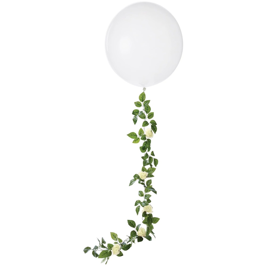 Latex Balloon w/ White Floral Balloon Tail