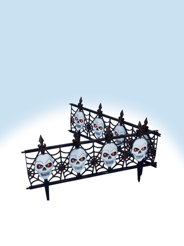 Light Up Gothic Skull Fence Halloween