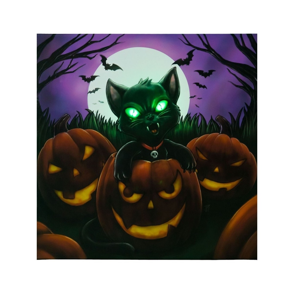 Light-Up Portrait Black Cat Halloween
