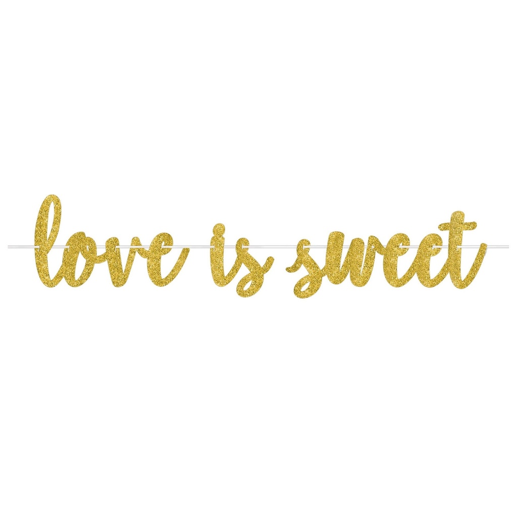 Love Is Sweet Gold Glitter Banner