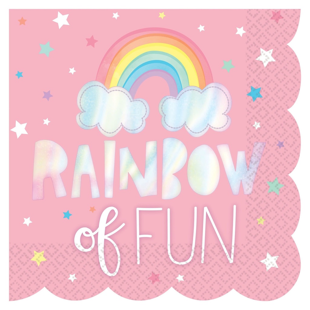 Magical Rainbow Birthday Scalloped Hot Stamp Luncheon Napkins