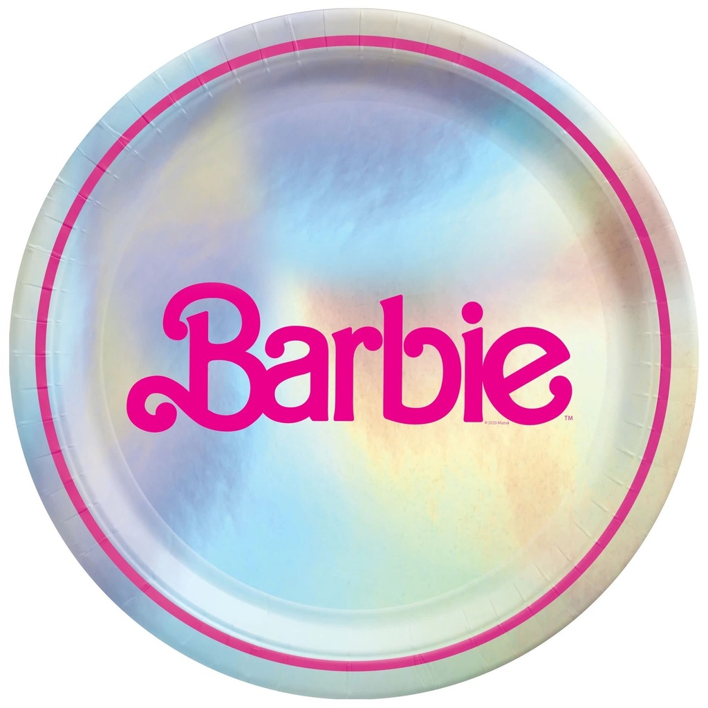 Malibu Barbie 9 Inch Round Metallic Plates pk/8