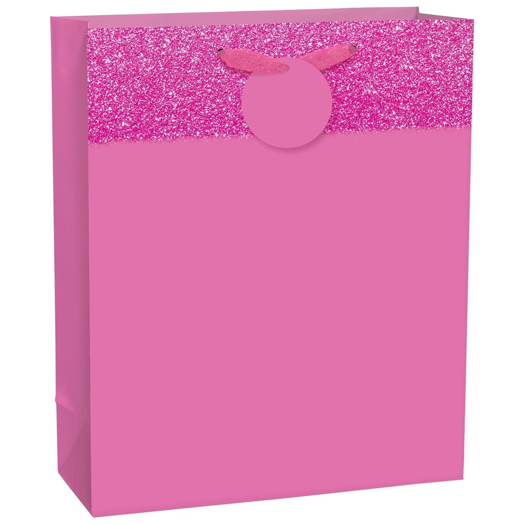 Matte Large Bag w/ Glitter Band - Bright Pink, with hangtag