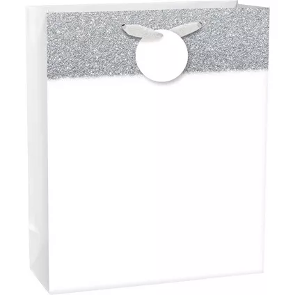 Matte Large Bag w/ Glitter Band - White, with hangtag