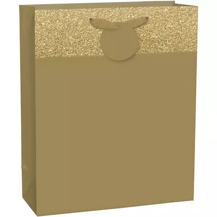 Matte Large Bag w/Glitter Band-Gold, with hangtag