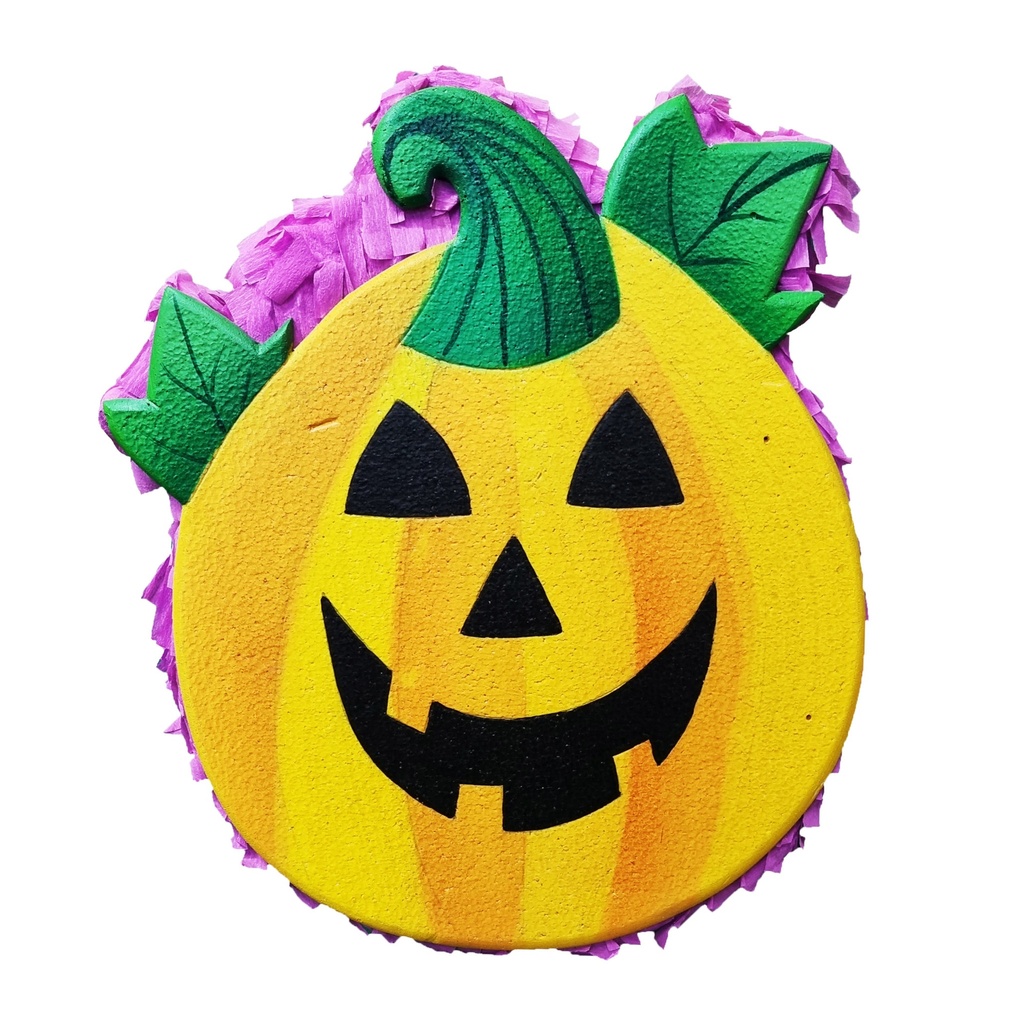 Medium Die Cut  39X46-Pumpkin With Green Leaves Pinatas