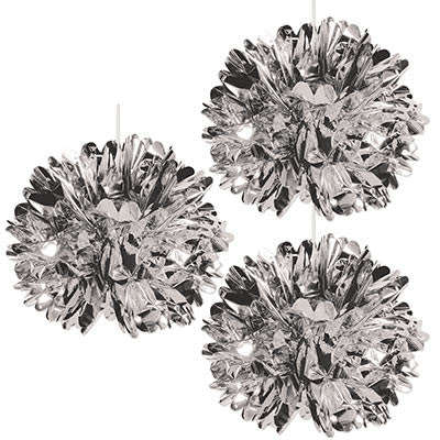 Metallic Fluff Balls Silver