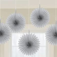 Mini Fan Deco 5 Count - Silver